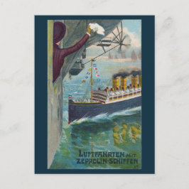 Vintage Zeppelin en Oceanliner bedankkaart Briefkaart