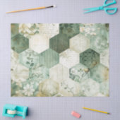 Vintage Zeshoekige Botanische Patchwork Tissuepapier (Craft)