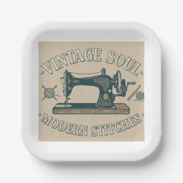 Vintage Ziel Moderne Steken Naaien Papieren Bordje