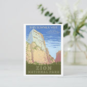 Vintage Zion National Park Travel Poster Briefkaart (Staand voorkant)
