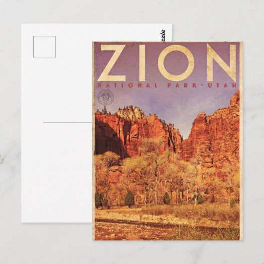 Vintage Zion Virgin River Travel Briefkaart (Voorkant / Achterkant)