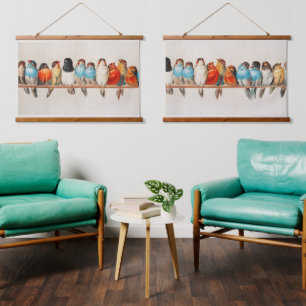 Vintage zitstok voor vogels hangend wandkleed