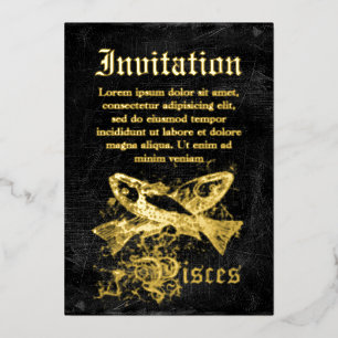 Vintage Zodiac Vissen Folie Uitnodiging
