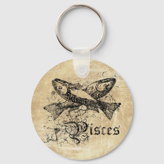 Vintage Zodiac Vissen Sleutelhanger (Voorkant)