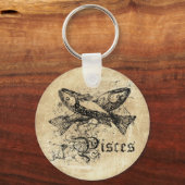 Vintage Zodiac Vissen Sleutelhanger (Voorkant)