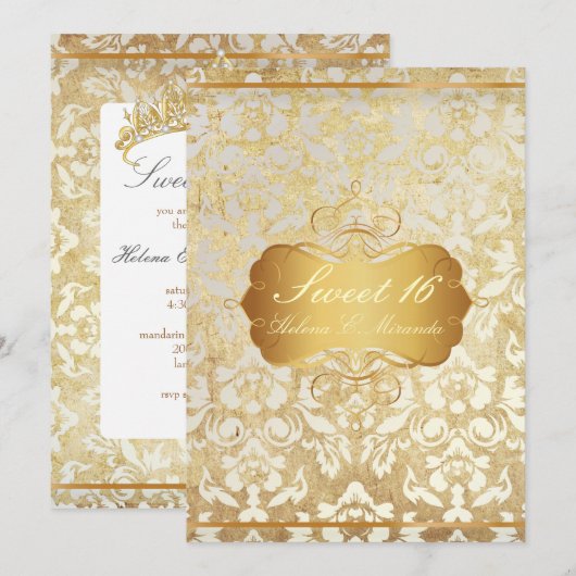 VINTAGE ZOETE 16 Prinses Parel Damast Perkament Kaart (Voorkant / Achterkant)