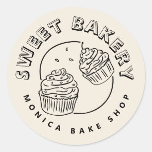 Vintage Zoete Bakkerij Logo Ronde Sticker