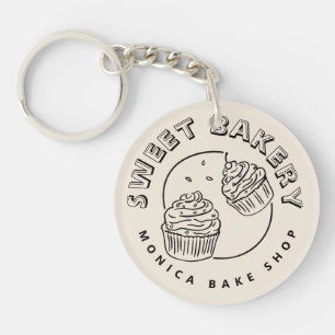 Vintage Zoete Bakkerij Logo Sleutelhanger
