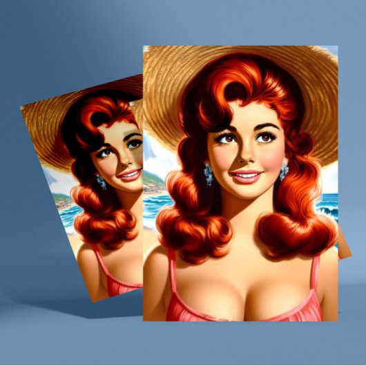 Vintage Zomer Pin-up Briefkaart
