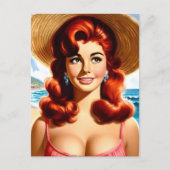 Vintage Zomer Pin-up Briefkaart (Voorkant)