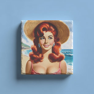 Vintage Zomer Pin-up Stenen Onderzetter