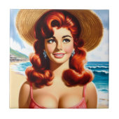 Vintage Zomer Pin-up Tegeltje (Voorkant)