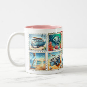 Vintage Zomer Stempel Mok – Strand Reis Esthetiek