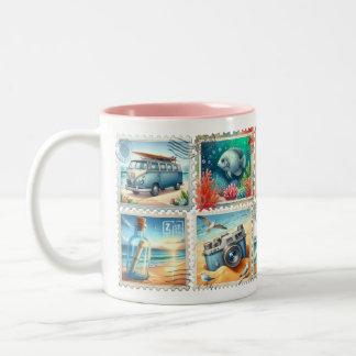 Vintage Zomer Stempel Mok – Strand Reis Esthetiek