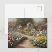 Vintage zomertuin met bloemen briefkaart (Voorkant / Achterkant)