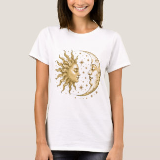 Vintage Zon Maan Hemels Ontwerp | Retro Kosmisch T-shirt