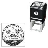 Vintage Zon Maan Sterren Oceaan Aarde Naam Adres Zelfinktende Stempel (In situ)