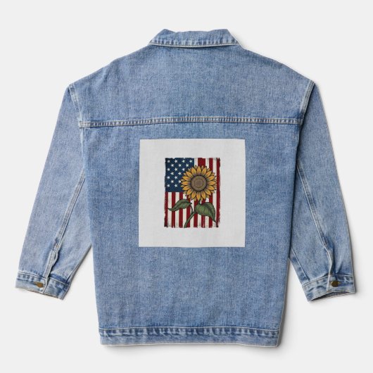 Vintage Zonnebloem Amerikaanse Vlag Denim Jacket (Achterkant)