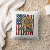 Vintage Zonnebloem Amerikaanse Vlag Kussen (Deken)