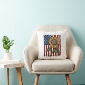 Vintage Zonnebloem Amerikaanse Vlag Kussen (Stoel)