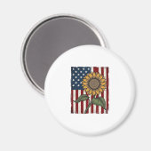 Vintage Zonnebloem Amerikaanse Vlag Magneet (Voorkant / Achterkant)