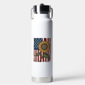 Vintage Zonnebloem Amerikaanse Vlag Waterfles (Voorkant)
