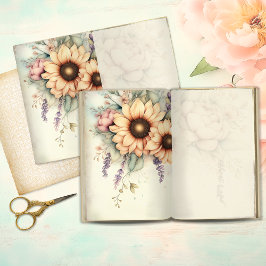 Vintage Zonnebloem Duo Junk Journal Pagina
