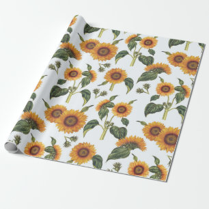 Vintage Zonnebloem Fantasienaam Cadeaupapier