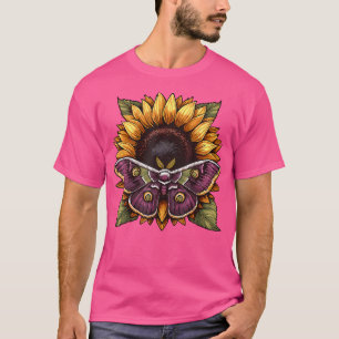 Vintage Zonnebloem Luna Moth Botanische Vlinder Ga T-shirt