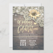 Vintage zonnebloem Rustisch hout Kaart (Voorkant)