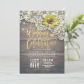 Vintage zonnebloem Rustisch hout Kaart (Staand voorkant)