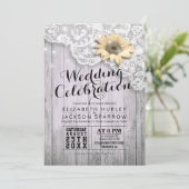 Vintage zonnebloem Rustisch hout Kaart (Staand voorkant)