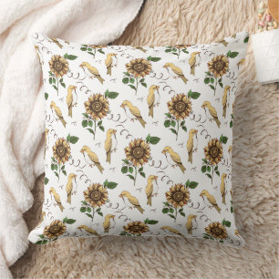 Vintage Zonnebloem & Vogels Vintage Botanische Blo Kussen