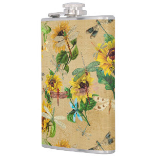 Vintage Zonnebloemen en liederen Heupfles