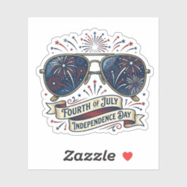 Vintage zonnebril Patriottisch vuurwerk 4 juli Sticker