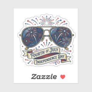 Vintage zonnebril Patriottisch vuurwerk 4 juli Sticker