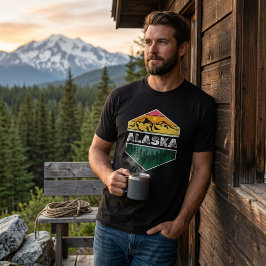 Vintage Zonsondergang Alaska Natuur Schilderachtig T-shirt
