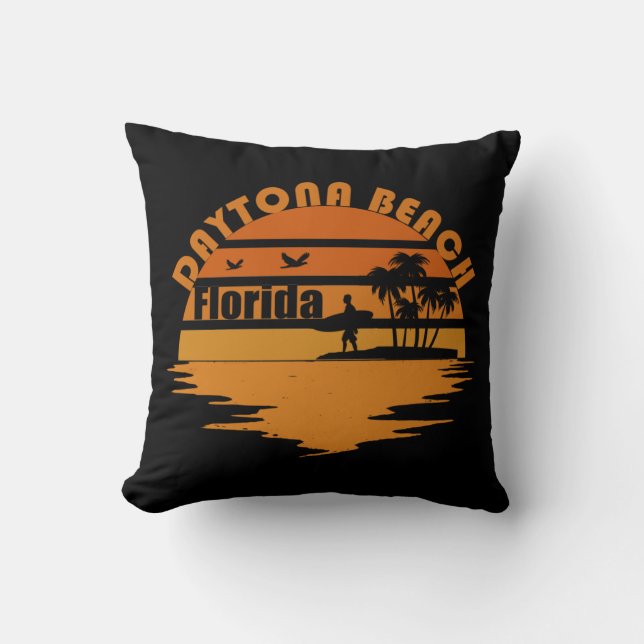 Vintage zonsondergang Daytona Beach Florida Kussen (Voorkant)