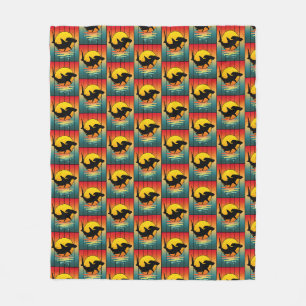 Vintage Zonsondergang Hamerhaai  Fleece Deken