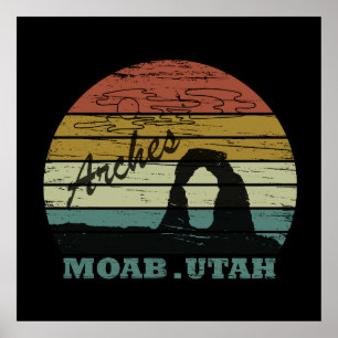 Vintage Zonsondergang - Moab Utah - Arches Nationa Poster