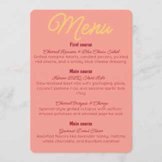 Vintage Zonsondergang Retro Eten en Drinken Menu Kaart