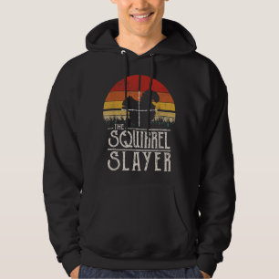 Vintage Zonsondergang Retro Stijl Eekhoorn Jagen E Hoodie