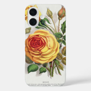 Vintage Zonsondergang Roos Geel & Oranje Botanisch iPhone 16 Hoesje
