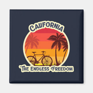 Vintage Zonsondergang Strand Fiets Silhouet Magneet