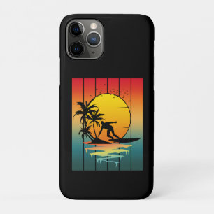Vintage Zonsondergang Surfen Surfer Oceaan Surf Case-Mate iPhone Case