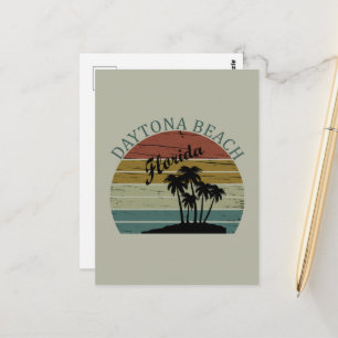 Vintage Zonsondergang Zomer Daytona Beach Florida Briefkaart