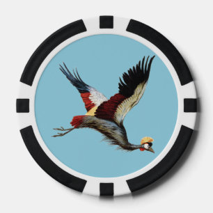Vintage Zuid-Afrikaanse Gekroonde Kraanvogel Vlieg Poker Chips