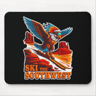 Vintage Zuidwest Ski-avontuur Themap skier Ea Muismat