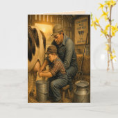 Vintage Zuivelboer Vaderdagkaart Kaart (Gele Bloem)