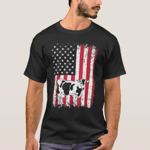 Vintage Zuivelkoe Amerikaanse Vlag Dieren Dierenve T-shirt